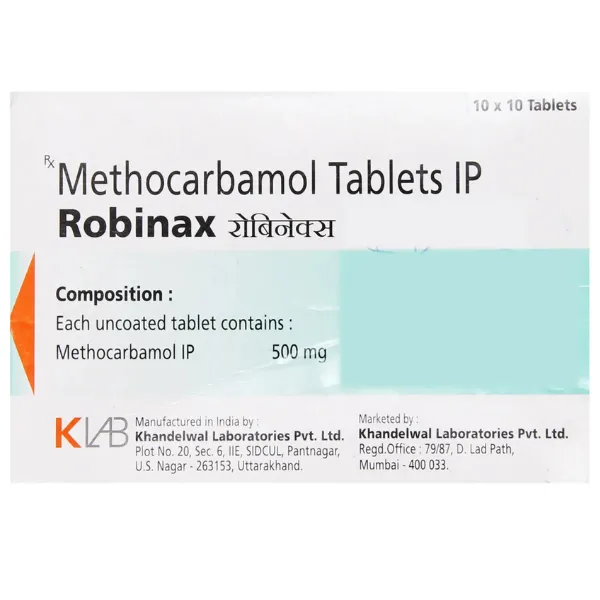 Methocarbamol Tablet - Robinax 500mg Tablet 